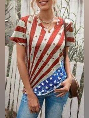 NEW WITH TAGS Small 4-6 Stars  & Stripes Short Sleeve Top